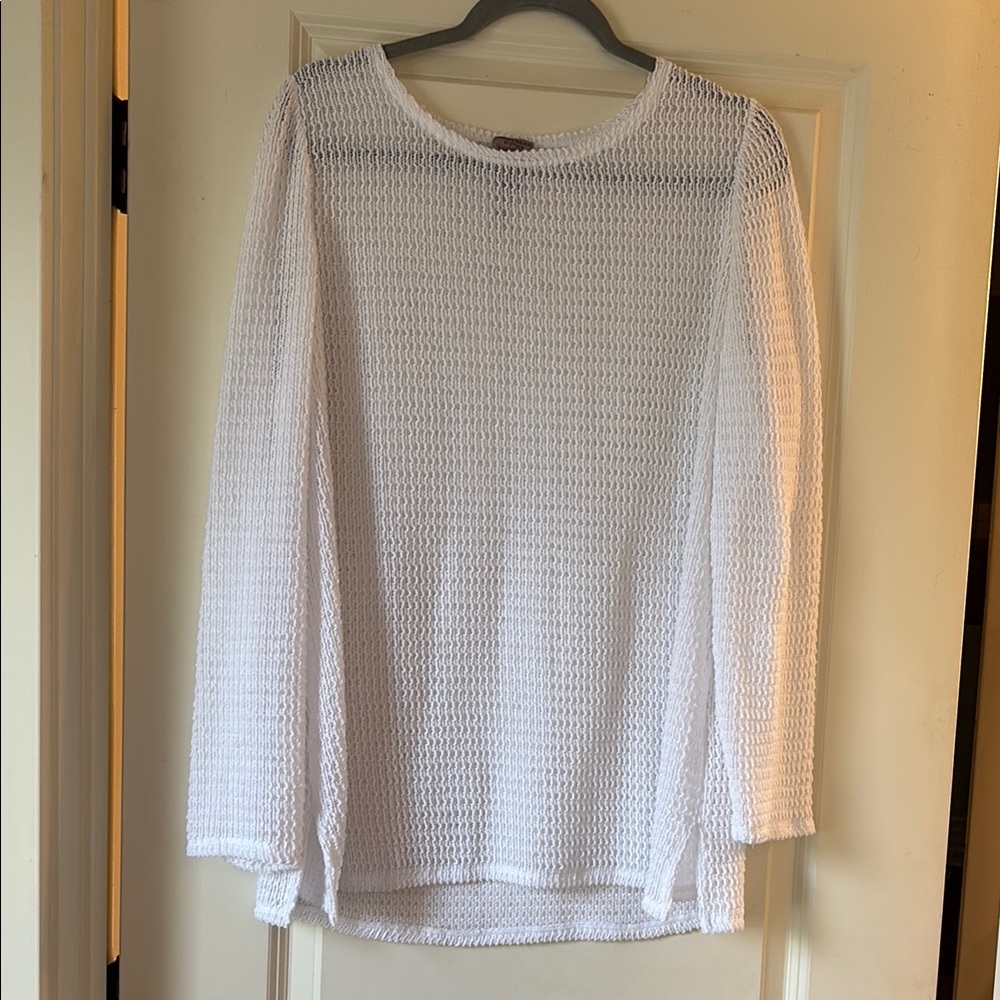 Chico's White Long Sleeve Boxy Blouse